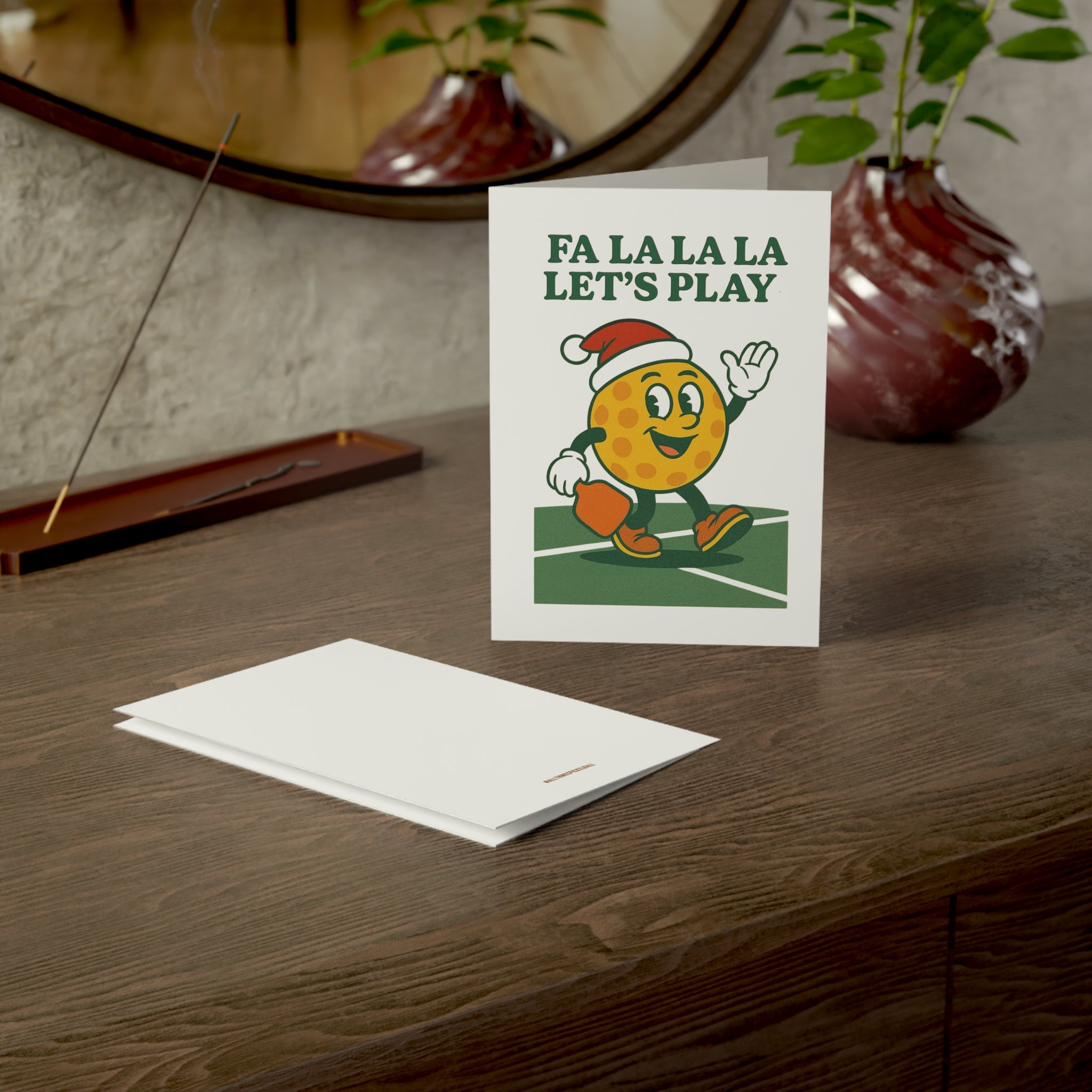 Holiday Christmas Themed Pickleball Greeting Card — Cute Retro Sports Holiday Card