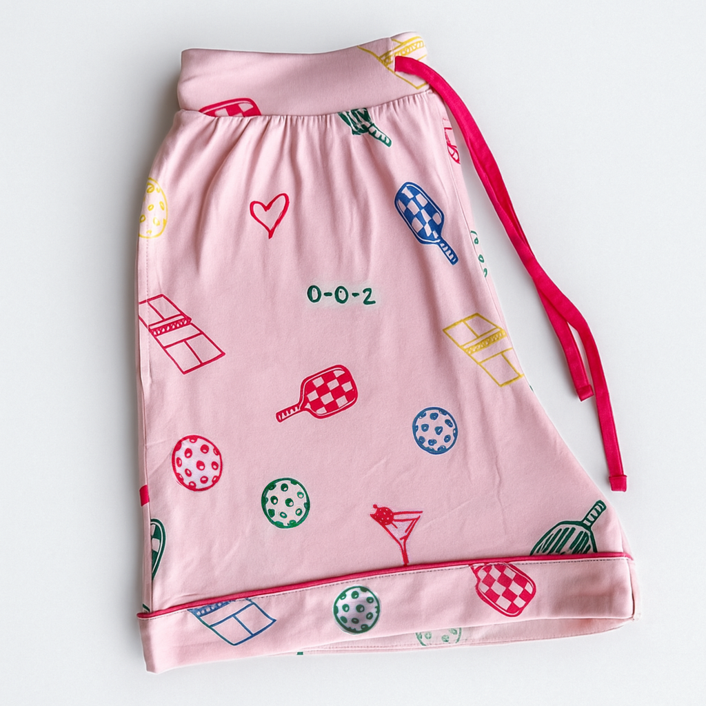 All Things Pickleball Short Sleeve Women's Luxury Bamboo Pajama Set