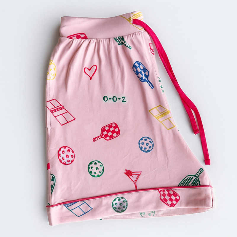 All Things Pickleball Short Sleeve Women's Luxury Bamboo Pajama Set