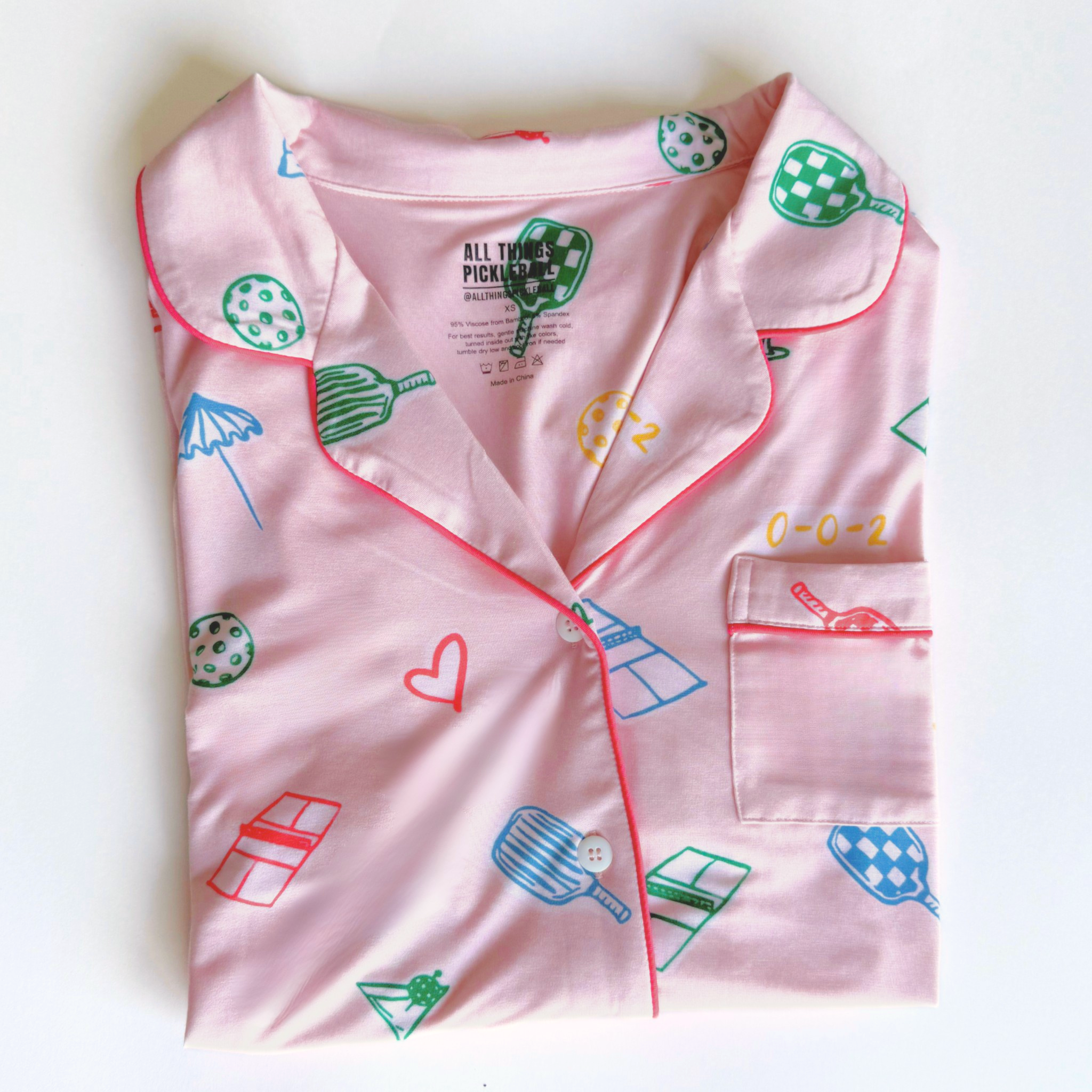 All Things Pickleball Short Sleeve Women's Luxury Bamboo Pajama Set