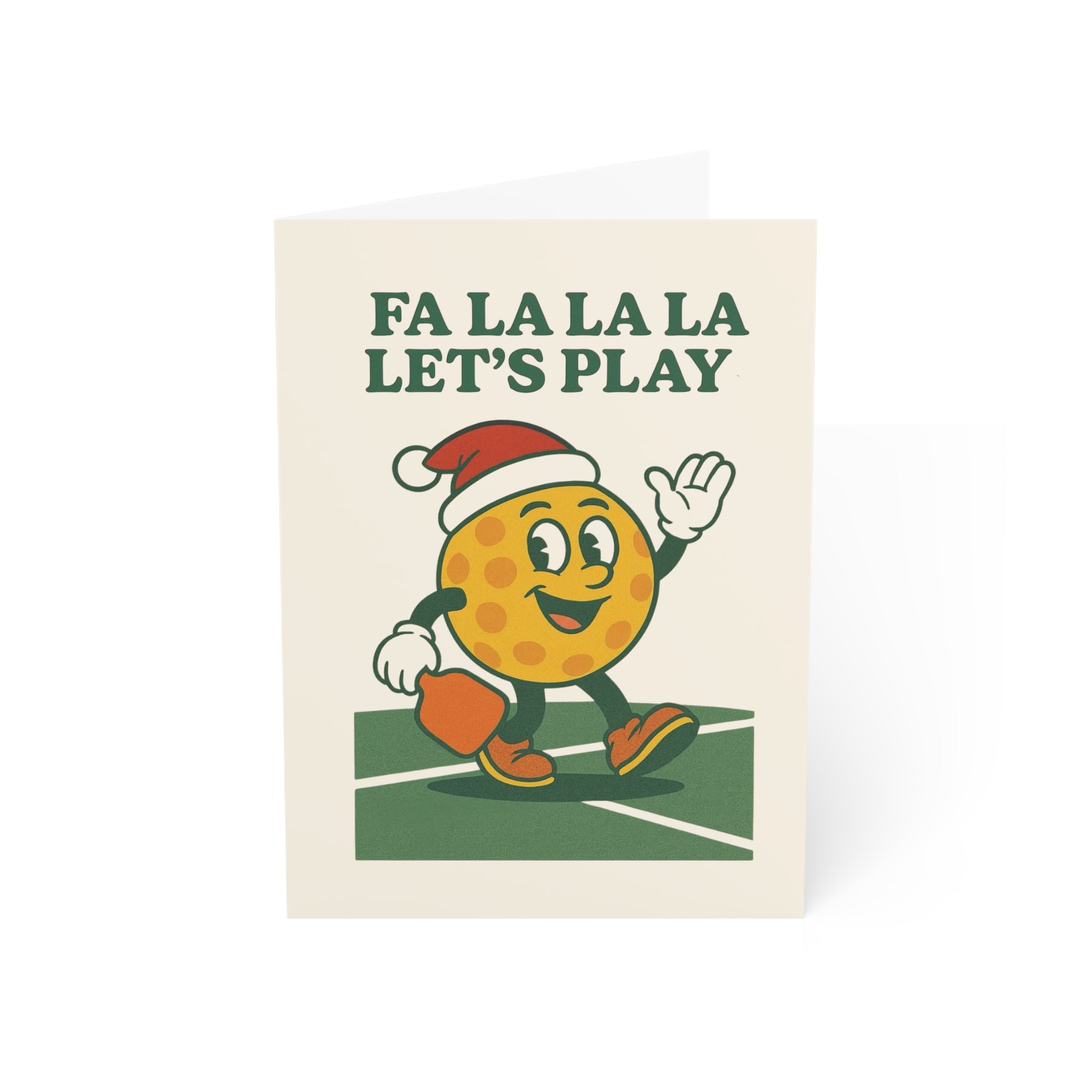 Holiday Christmas Themed Pickleball Greeting Card — Cute Retro Sports Holiday Card