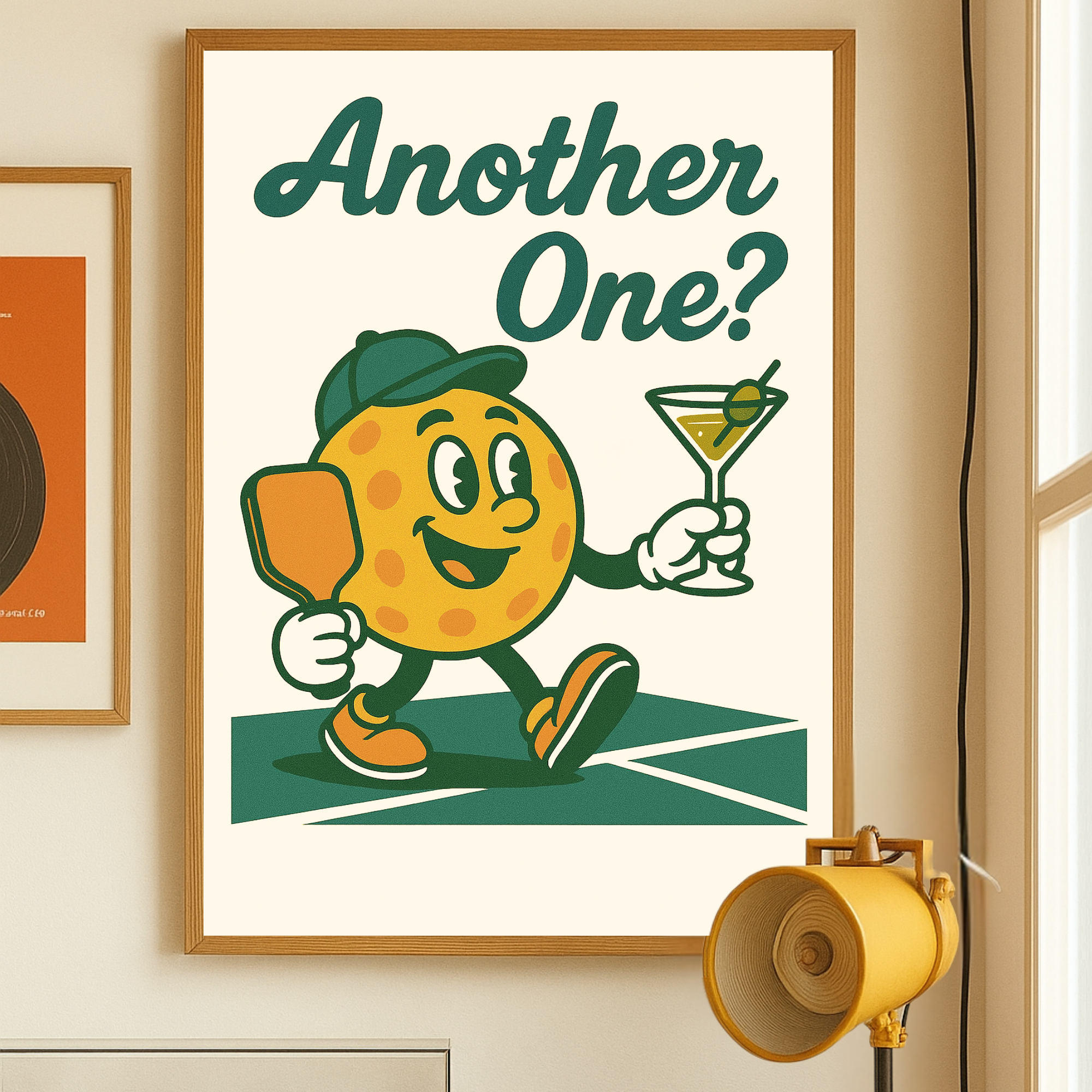 Retro Pickleball Wall Art, Vintage Pickleball Poster, Pickleball Decor Print for Home, Pickleball Artwork Retro Style, Retro Pickleball character, 70's vibe pickleball decor