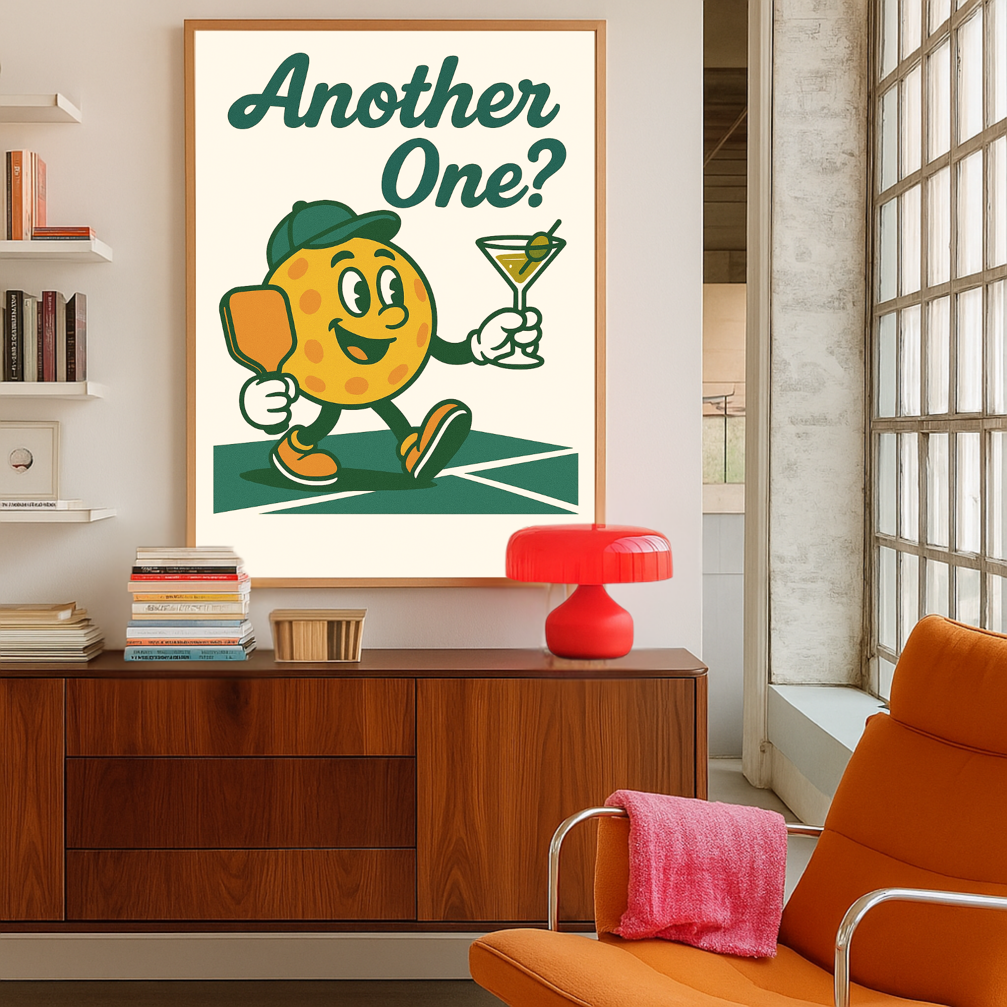 Retro Pickleball Wall Art, Vintage Pickleball Poster, Pickleball Decor Print for Home, Pickleball Artwork Retro Style, Retro Pickleball character, 70's vibe pickleball decor