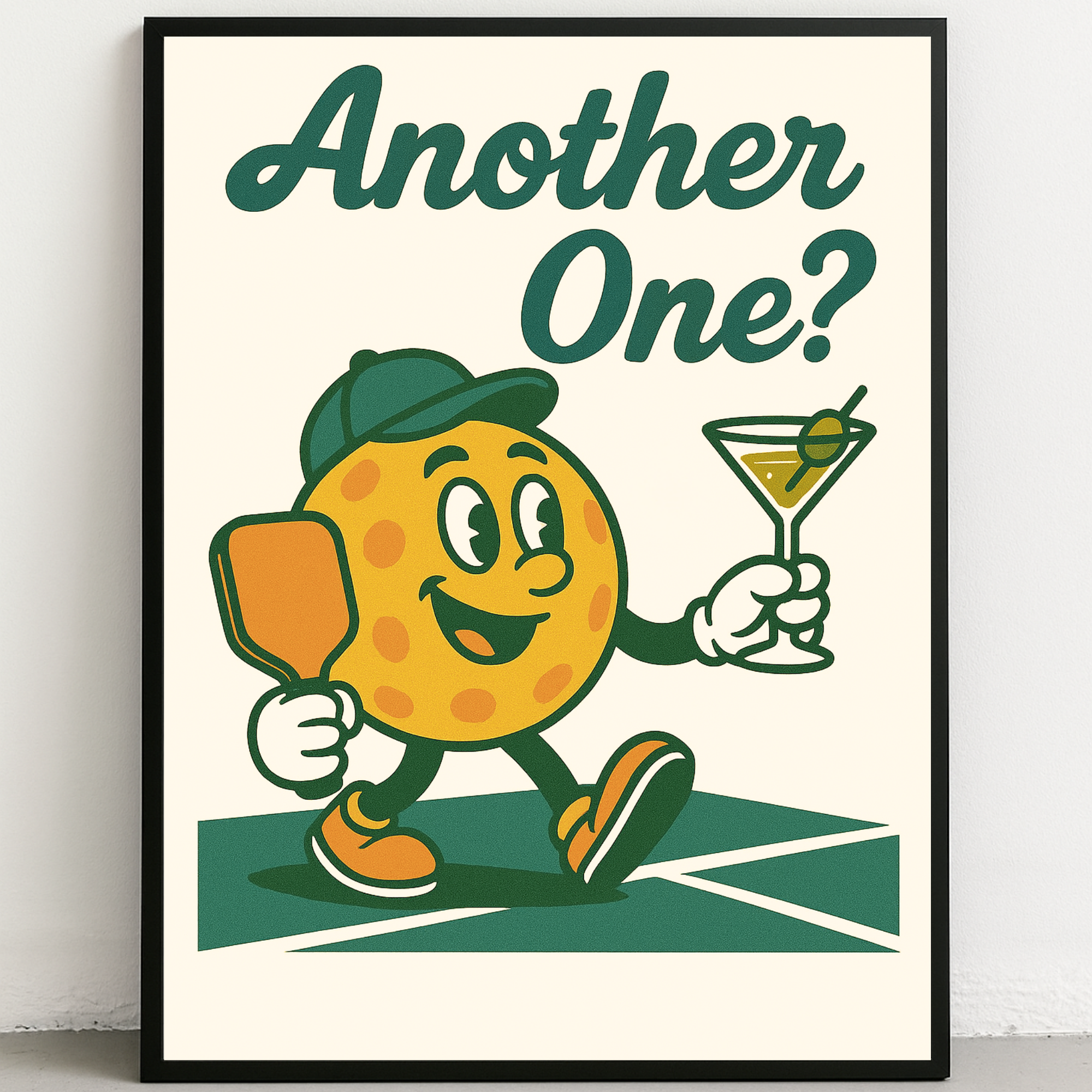 Retro Pickleball Wall Art, Vintage Pickleball Poster, Pickleball Decor Print for Home, Pickleball Artwork Retro Style, Retro Pickleball character, 70's vibe pickleball decor