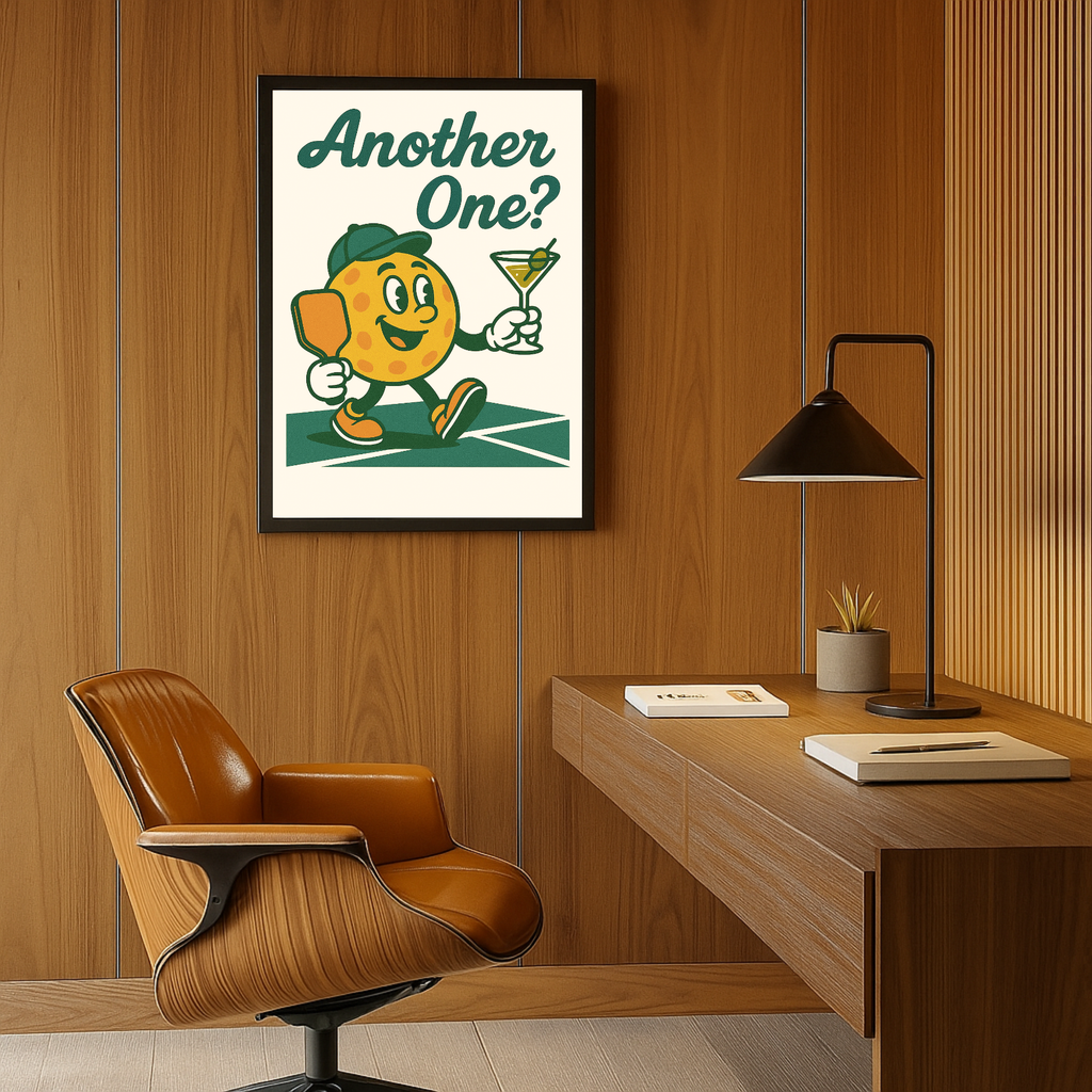 Retro Pickleball Wall Art, Vintage Pickleball Poster, Pickleball Decor Print for Home, Pickleball Artwork Retro Style, Retro Pickleball character, 70's vibe pickleball decor