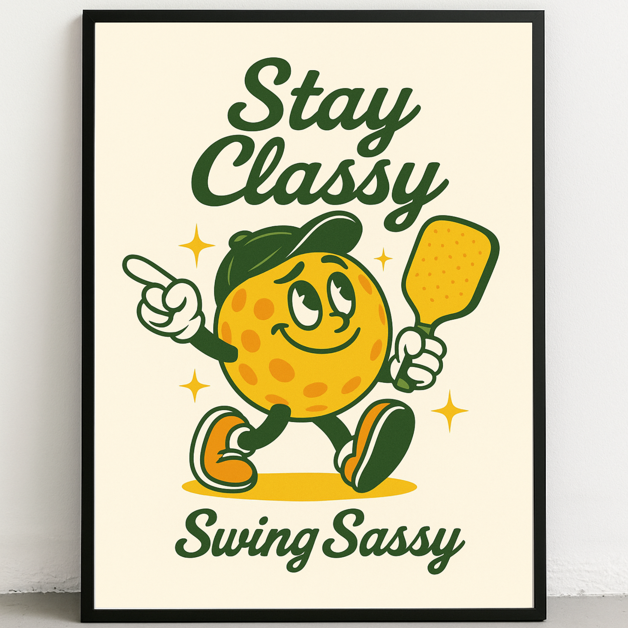 Retro Pickleball Wall Art, Vintage Pickleball Poster, Pickleball Decor Print for Home, Pickleball Artwork Retro Style, Retro Pickleball character, 70's vibe pickleball decor, Home Pickleball Decor