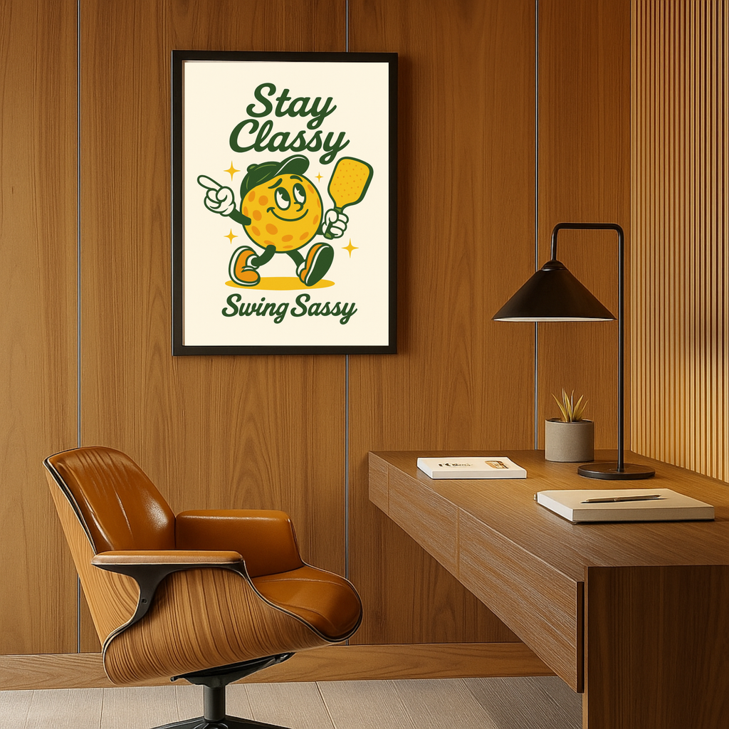 Retro Pickleball Wall Art, Vintage Pickleball Poster, Pickleball Decor Print for Home, Pickleball Artwork Retro Style, Retro Pickleball character, 70's vibe pickleball decor, Home Pickleball Decor