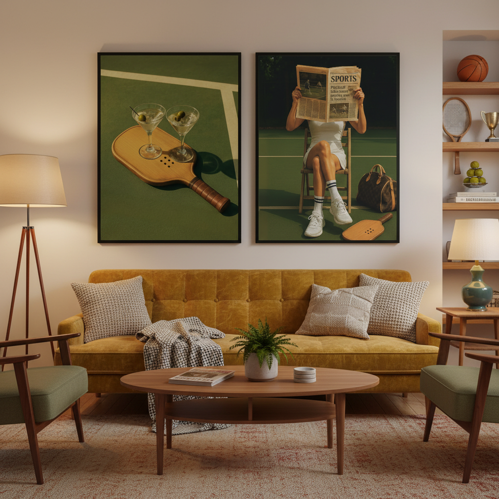 Pickleball Vintage Print Set - "Martinis & Pickleball + "Fastest Growing Sport"