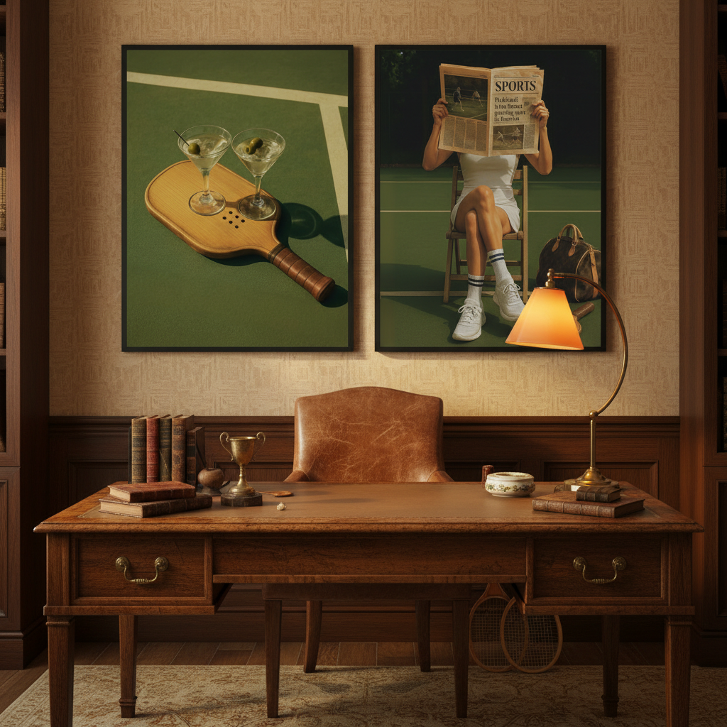 Pickleball Vintage Print Set - "Martinis & Pickleball + "Fastest Growing Sport"